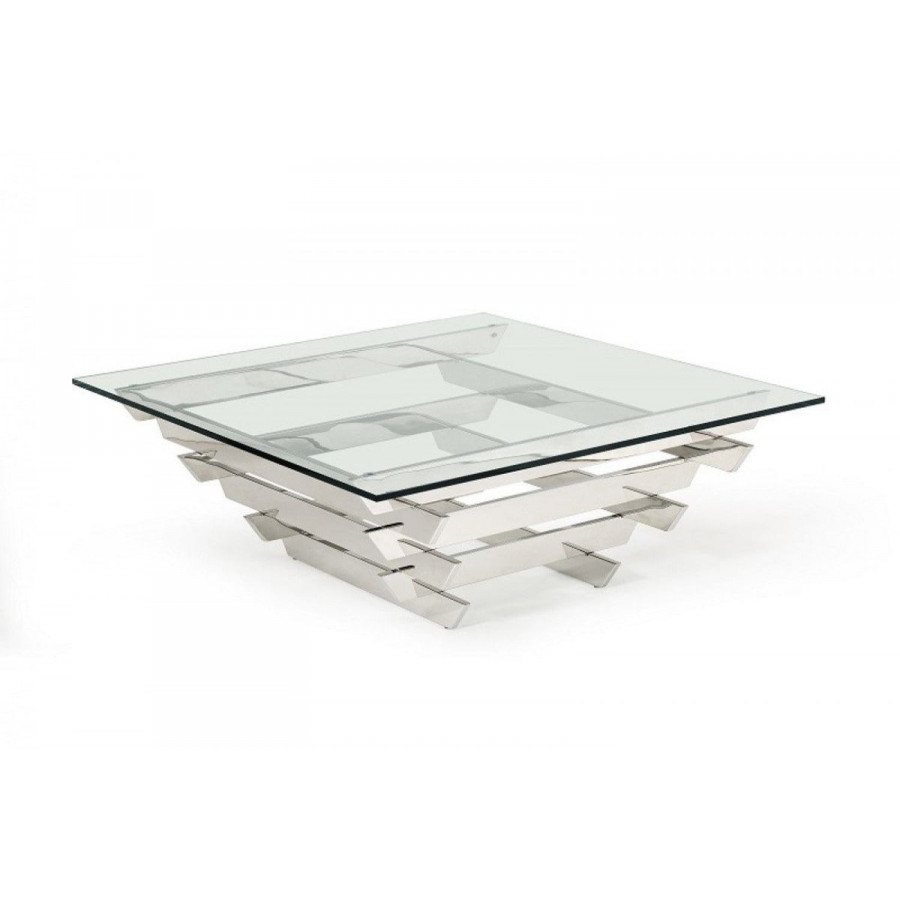 Jubilee - Upa Modern Square Coffee Table in Glass/Stainless Steel