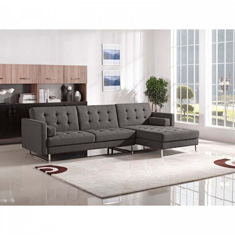 Jubilee - Oben Sleeper Sectional in Gray/Black, Fabric