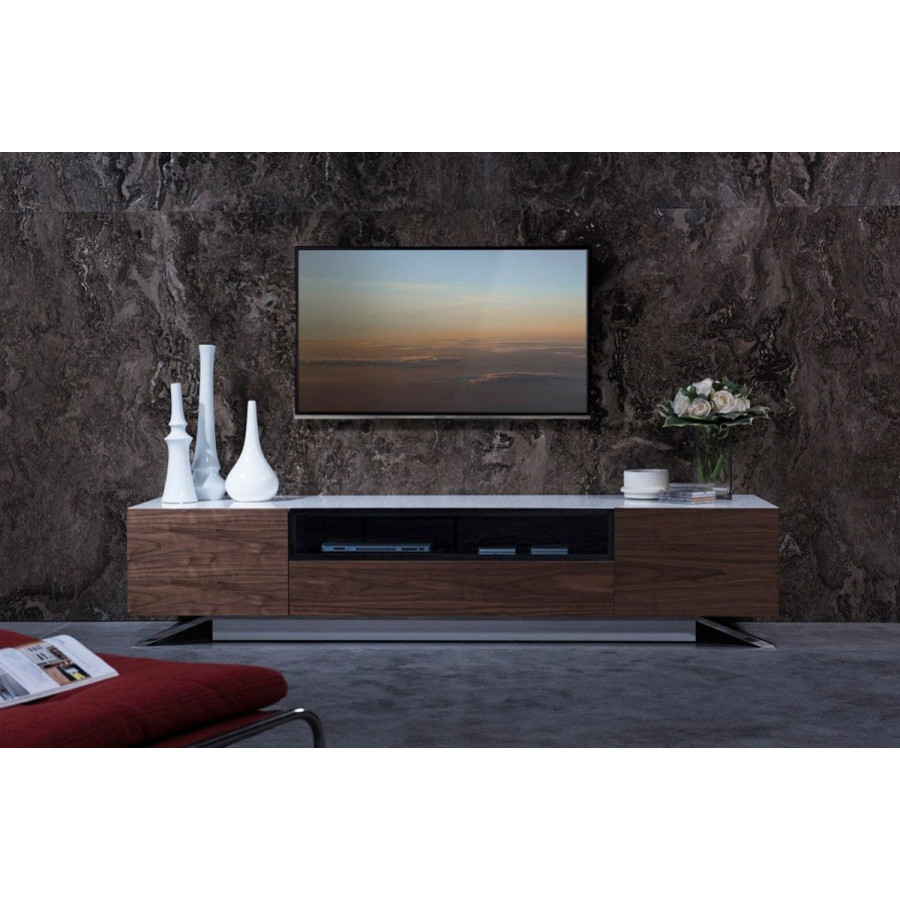 Jubilee - Modrest Gilbert Contemporary TV Stand in White Gloss/Light Walnut