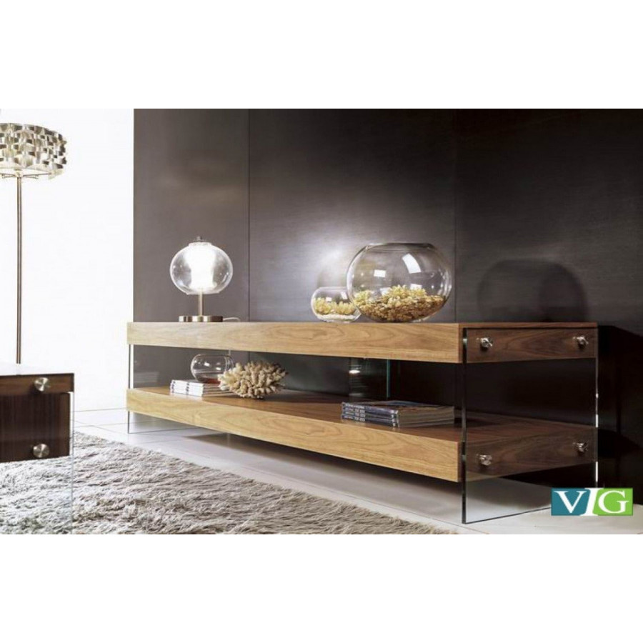 Jubilee - Modrest Audian Modern TV Stand in Walnut/Clear