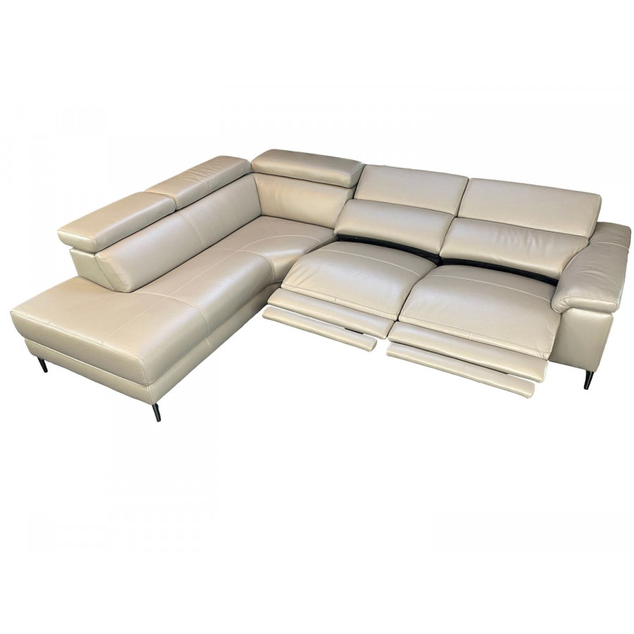 Jubilee Modern Kanis Power Recliner Left Hand Facing Sectional - Cream, Top Grain Leather