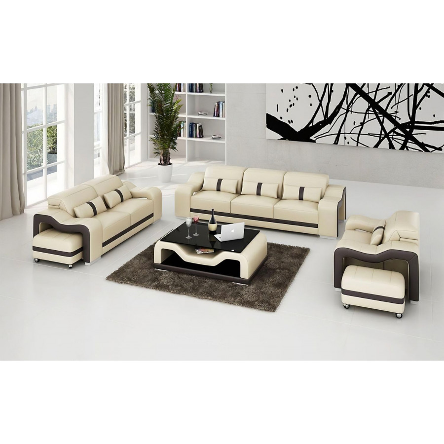 Jubilee Modia Sofa Set - Beige, Top Grain Italian Leather