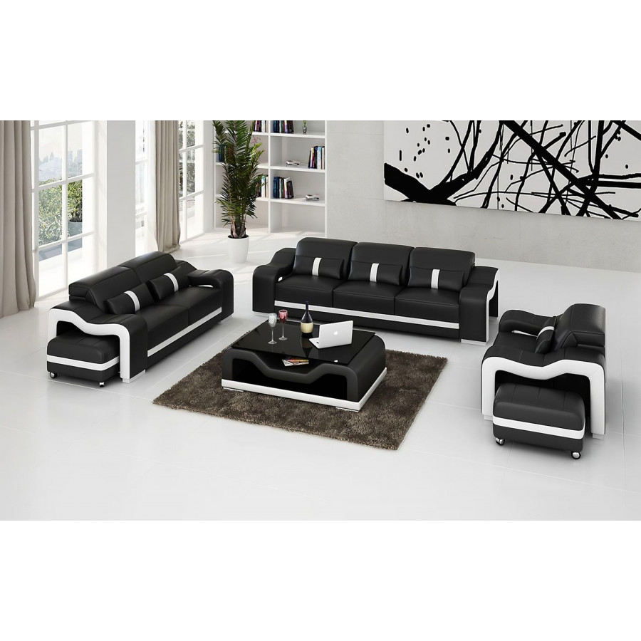 Jubilee Modia Sofa Set - Black, Top Grain Italian Leather