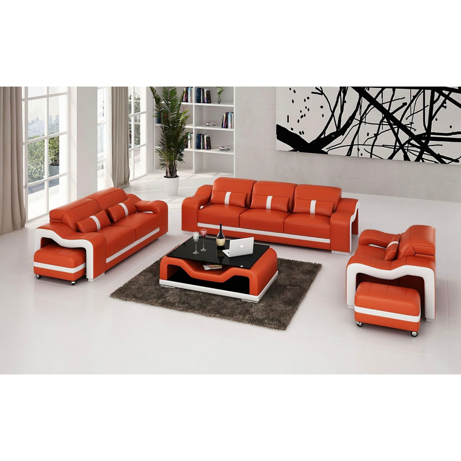 Jubilee Modia Sofa Set - Red, Top Grain Italian Leather