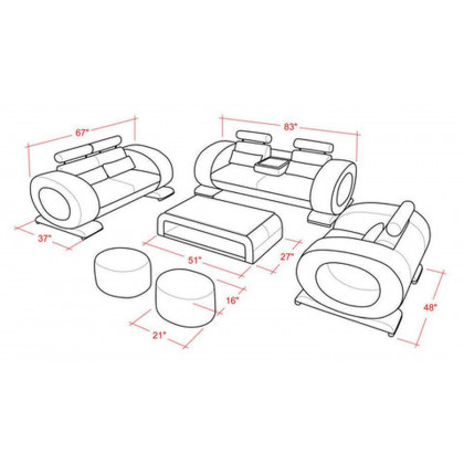 Jubilee - Poily Sofa Set with Ottoman