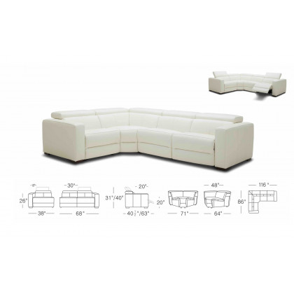 Jubilee - Mirage Reclining 5 Pieces Sectional with Adjustable Headrest and Corner