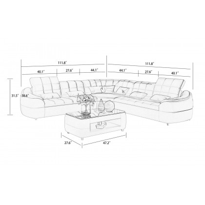 Jubilee - Aumin Modern Corner Sectional with Adjustable Headrest
