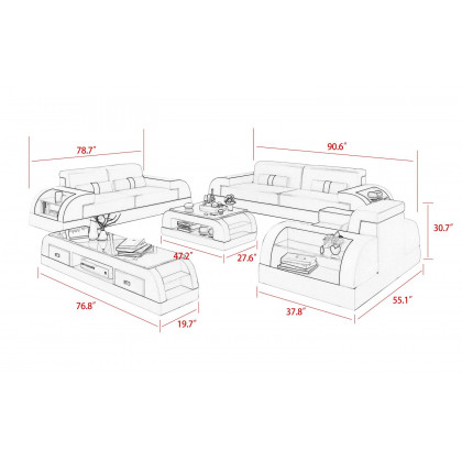 Jubilee - Piliu Sofa Set with Side Storage