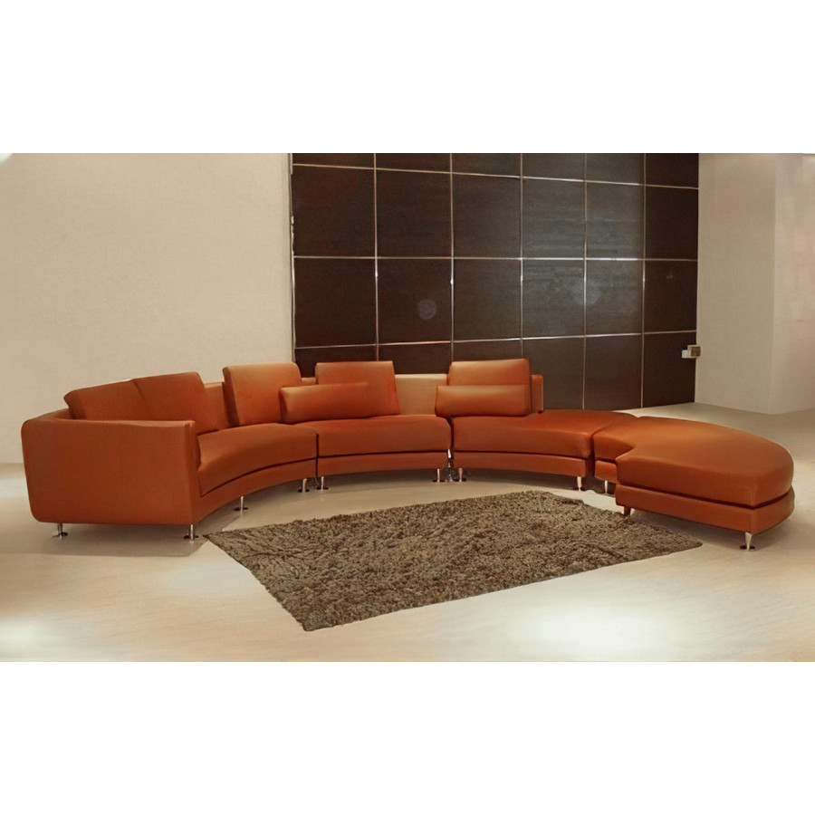 Jubilee Freida Curve Shape Sofa - Brown, Bonded Leather