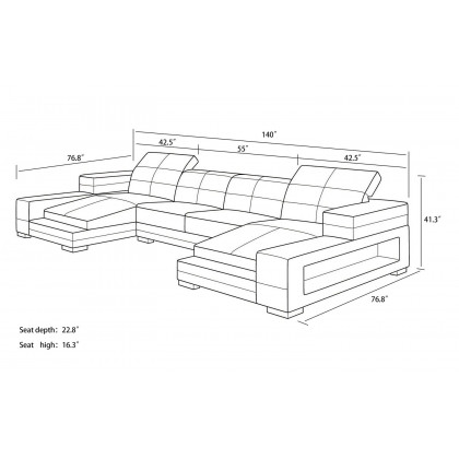 Jubilee - Ainslee Modern Sectional Couch with Led