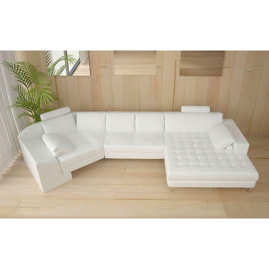 Jubilee Lyric Small Right Hand Facing Sectional with Tufted Chaise - White, Bonded Leather
