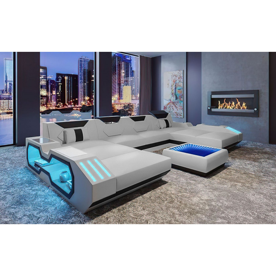 Jubilee Sahara Xl Sectional with Side Storage - Gray/Black, Bonded Leather