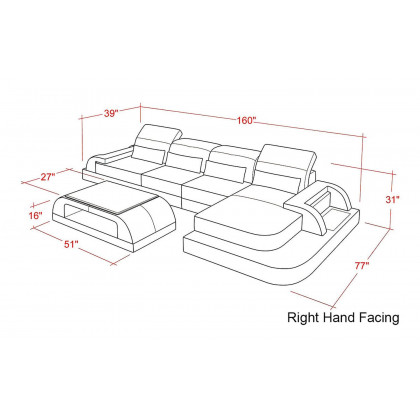 Jubilee - Brosnan Right Hand Facing Sectional with Led
