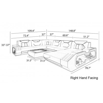 Jubilee - Sahara Modern Right Hand Facing Sectional with Led