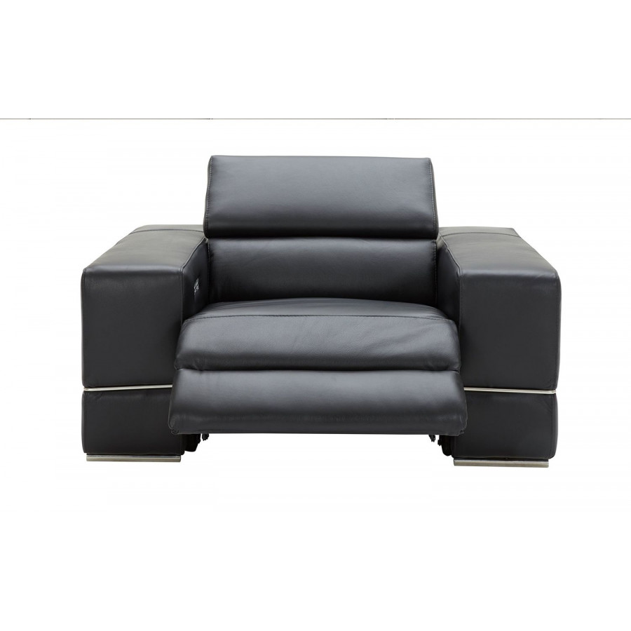 Jubilee Yily Modern Recliner Armchair - Black, Premium Italian Leather