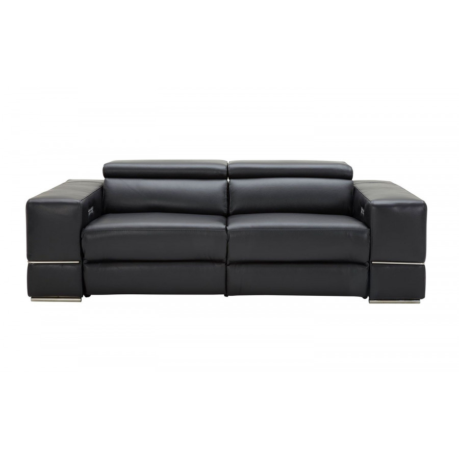 Jubilee Yily Modern Recliner Loveseat - Black, Premium Italian Leather