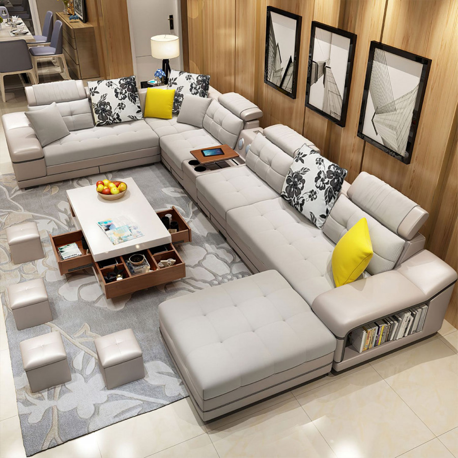 Jubilee Selena Style H Modular Tufted Sectional - Shell White, Fabric