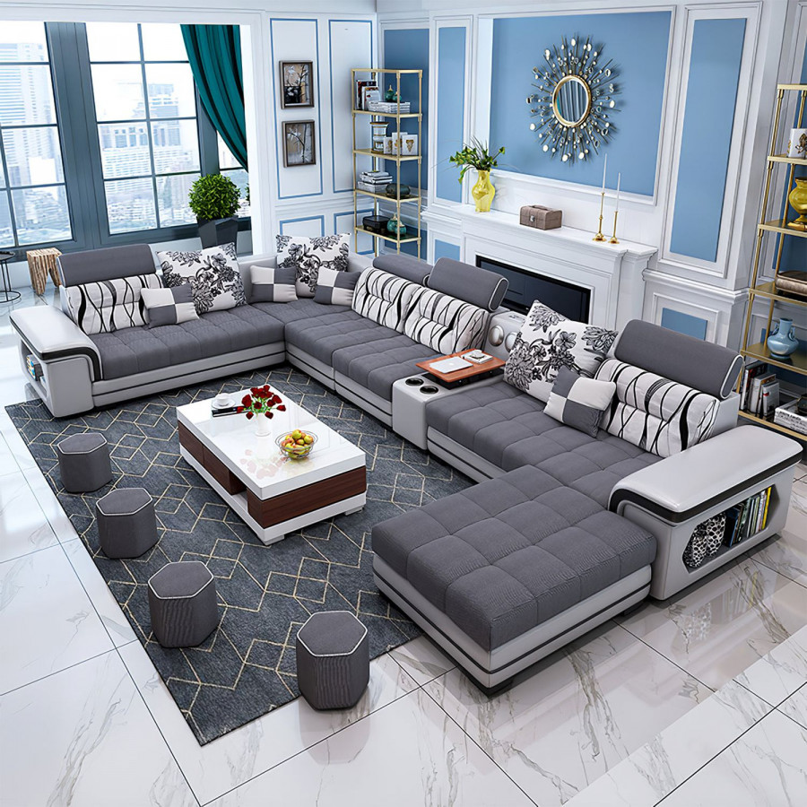 Jubilee Selena Style G Modular Tufted Sectional - Dark Gray/Light Gray, Fabric