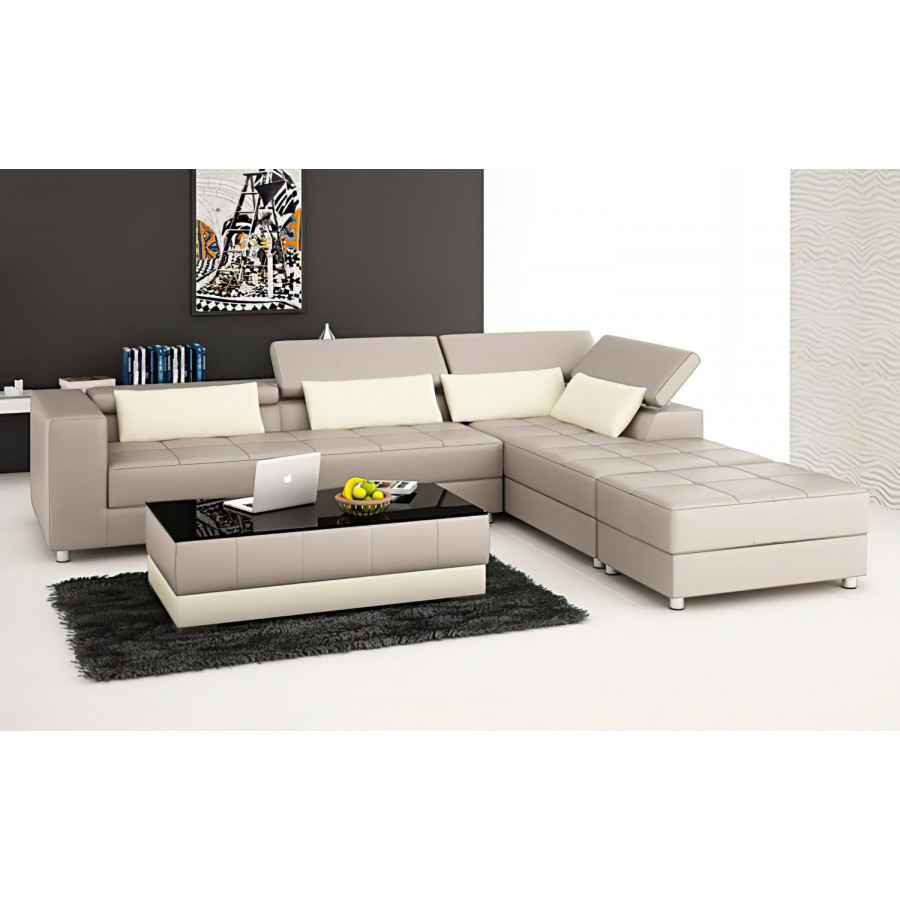 Jubilee Erial Modern Left Hand Facing Sectional - Light Gray, Bonded Leather