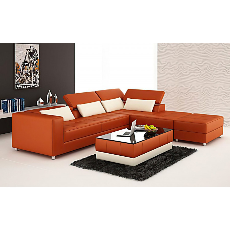Jubilee Erial Modern Left Hand Facing Sectional - Tan, Bonded Leather