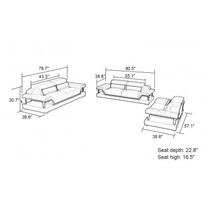 Jubilee - Taliya Sofa Set with Adjustable Headrest