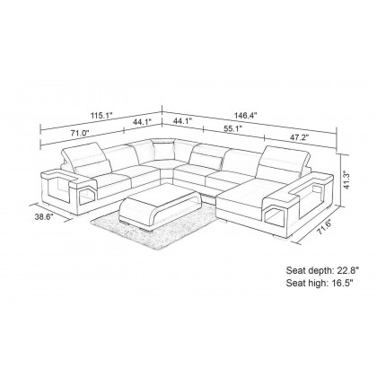 Jubilee - Edwin Modern U-Shape Right Hand Facing Sectional