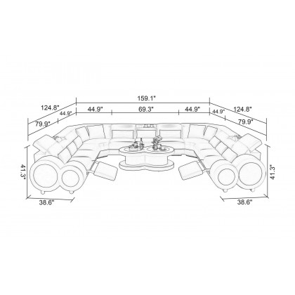 Jubilee - Aetius Xl Modern U-Shape Sectional with Recliner