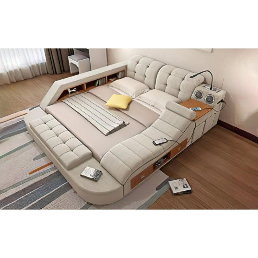 Jubilee Hariana Tech Smart Ultimate Queen Size Right Hand Facing Bed - Cream, Fabric