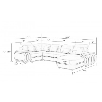 Jubilee - Univo Modern Right Hand Facing Sectional with Leds