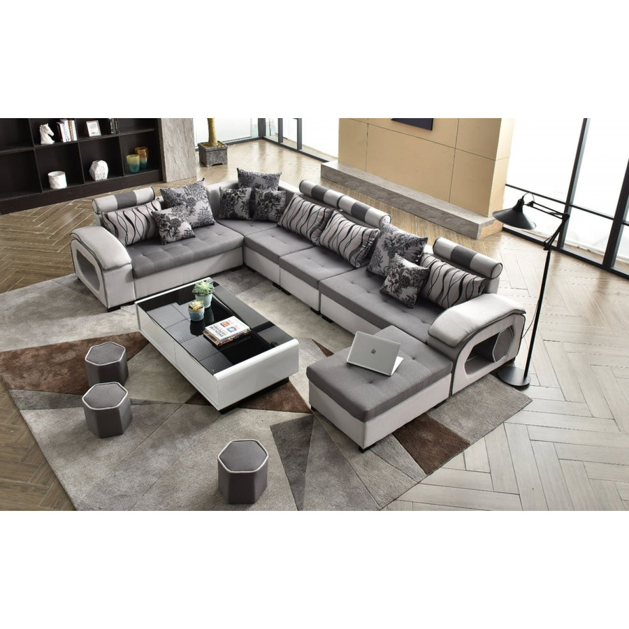 Jubilee Selena Style B Modular Tufted Sectional - Gray/Light Gray, Fabric