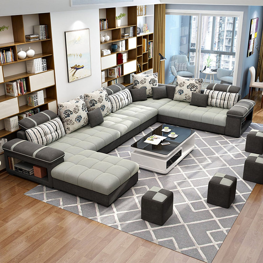 Jubilee Selena Style C Modular Tufted Sectional - Gray/Dark Gray, Fabric