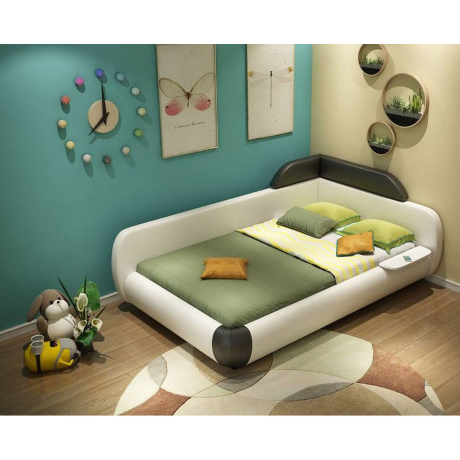 Jubilee Dreams Youth Full Size Left Hand Facing Bed - White/Black, Bonded Leather