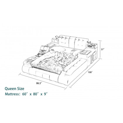Jubilee - Maysun All In One Smart Right Hand Facing Bed with Massage Lounge Chaise