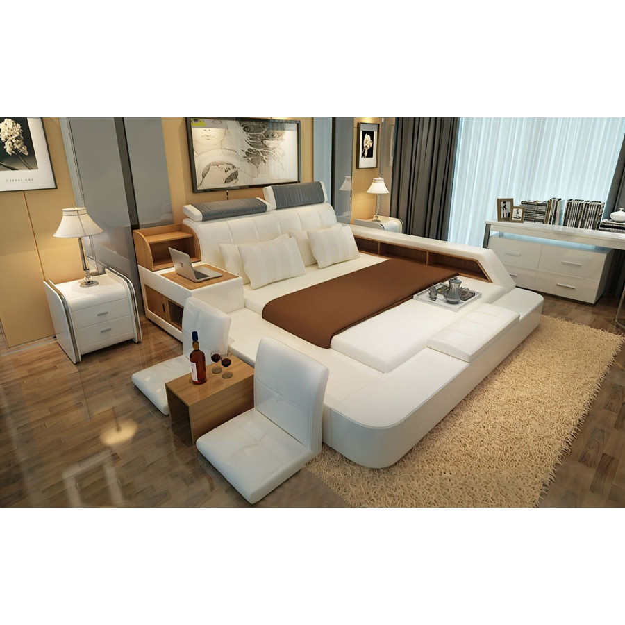 Jubilee Felicia Zen Style Ultimate Queen Size Left Hand Facing Bed - White, Fabric