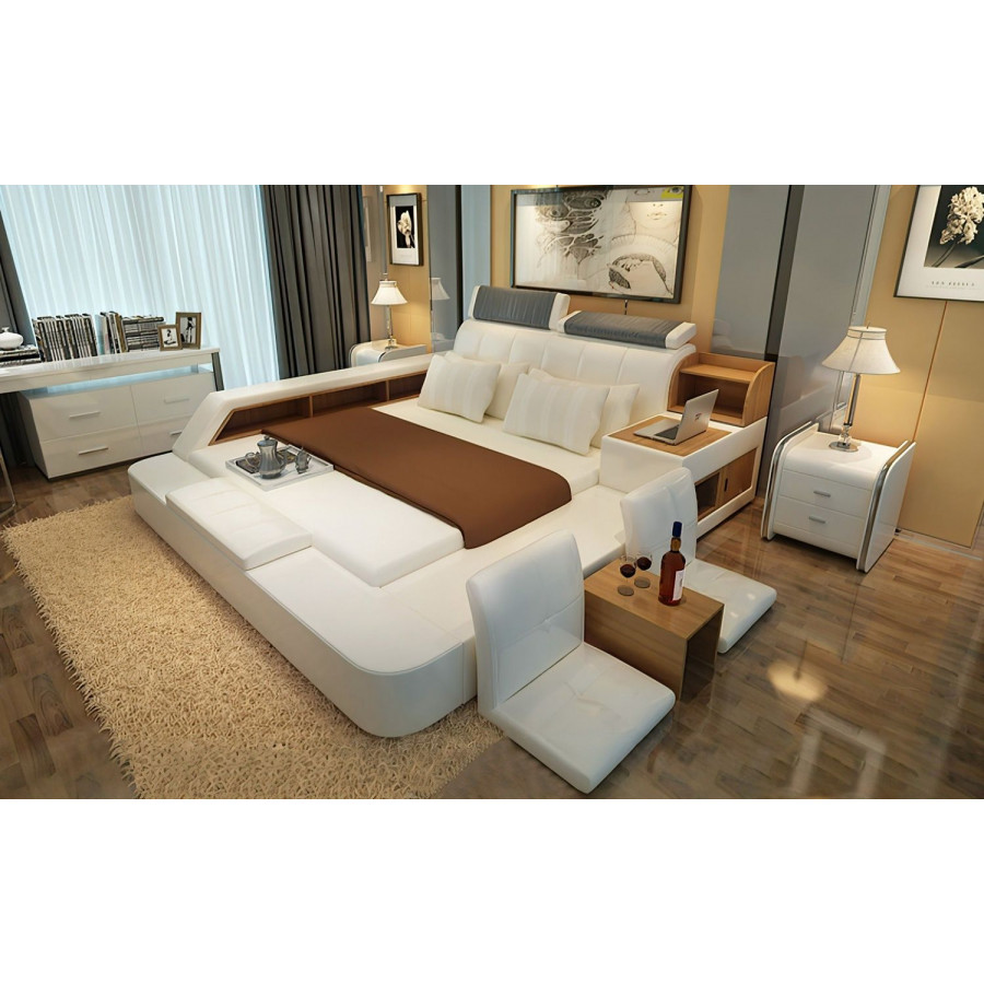 Jubilee Felicia Zen Style Ultimate King Size Right Hand Facing Bed - White, Fabric