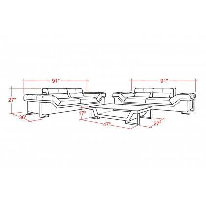 Jubilee - Sylmar Modern Sofa Set with Adjustable Headrest