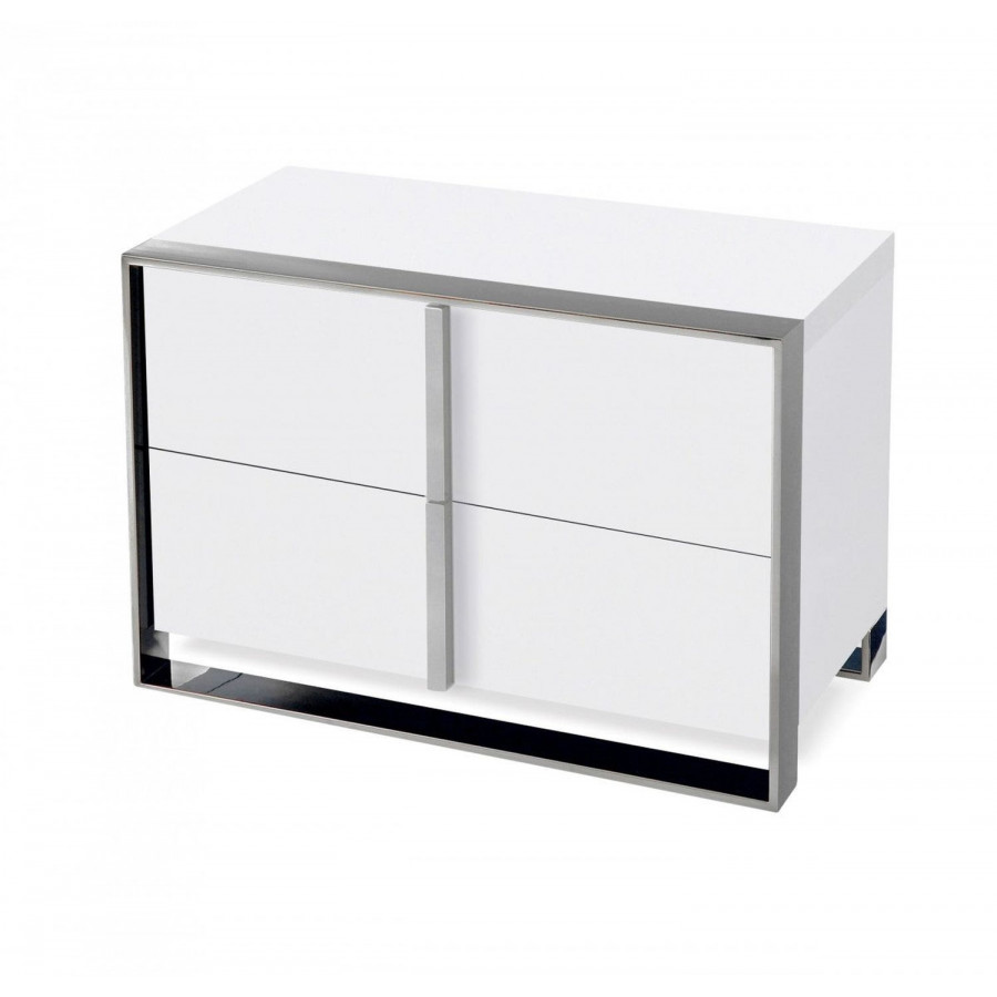 Jubilee - Apede Modern Nightstand in White, Stainless Steel