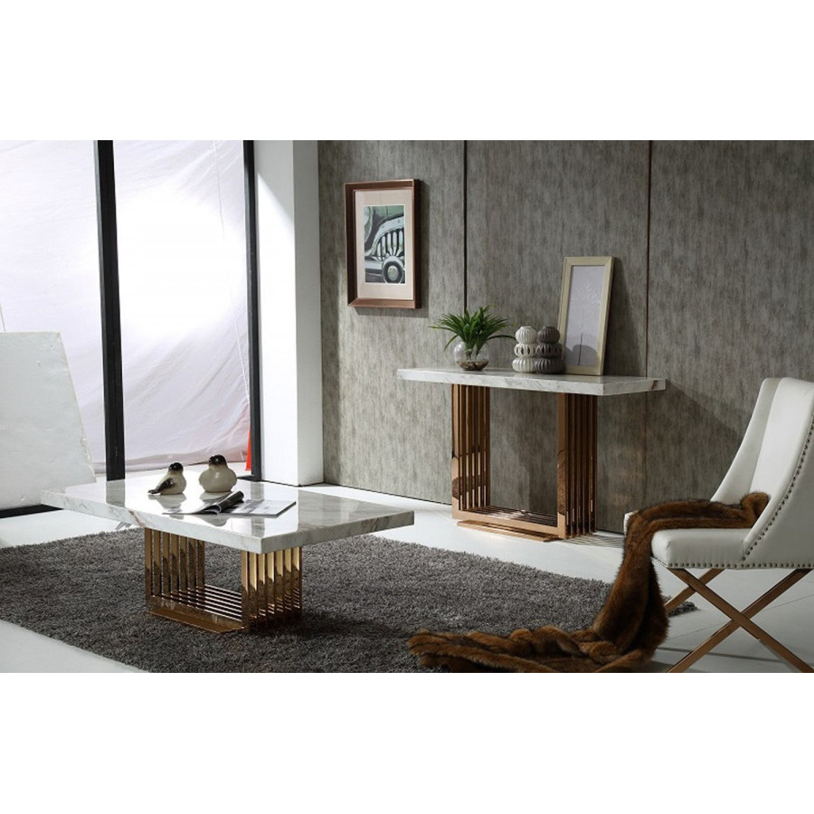 Jubilee - Sia Modern Coffee Table in Marble/Rosegold