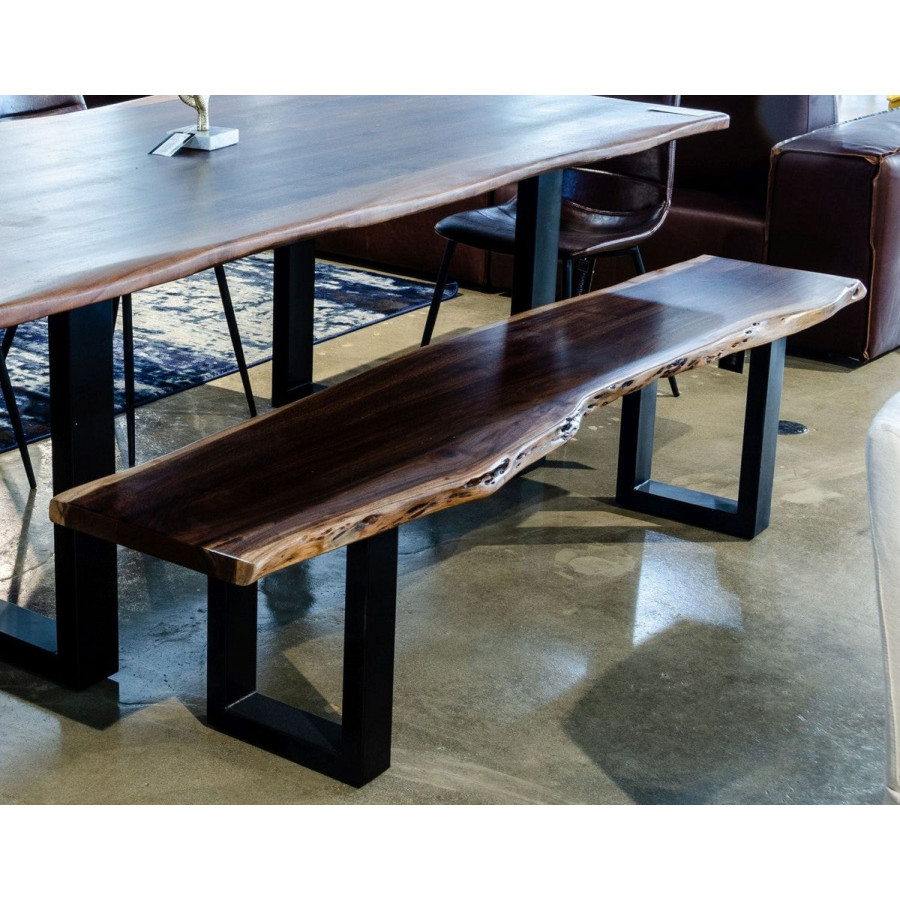 Jubilee - Twina Dining Bench in Walnut/Black, Acacia Wood/Metal