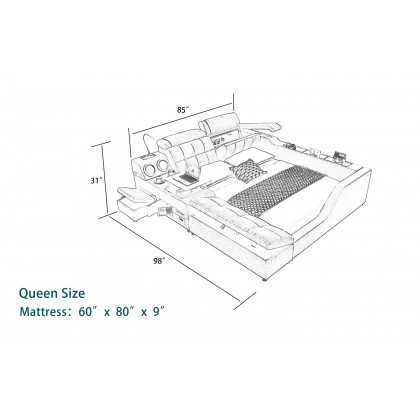 Jubilee - Athena Modern Multifunctional Smart Right Hand Facing Bed