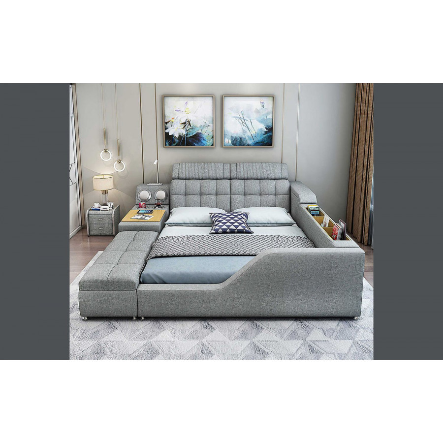 Jubilee Athena Modern Multifunctional Smart King Size Right Hand Facing Bed - Gray, Fabric