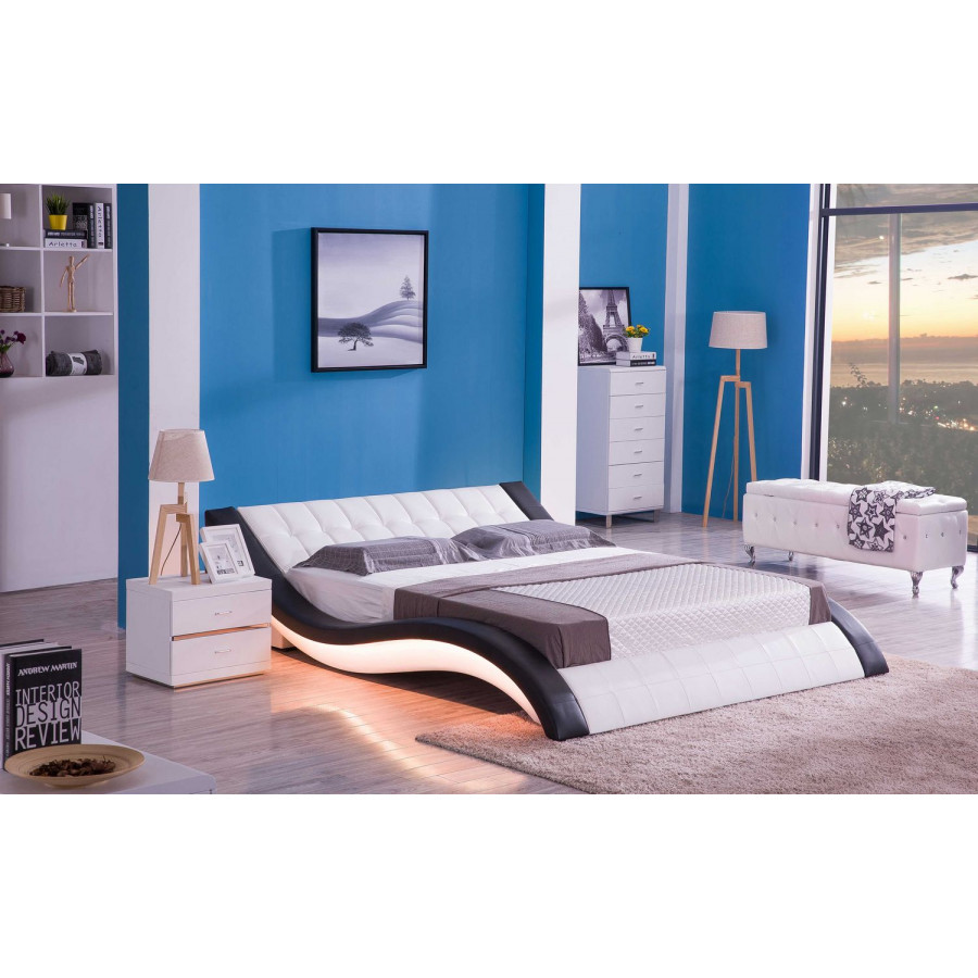 Jubilee - Sunna Curved Modern Platform Smart Bed with Led