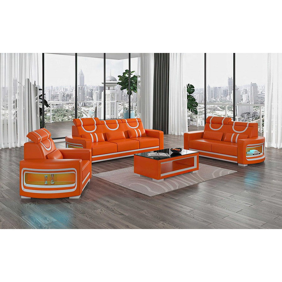 Jubilee Luca Modern Armchair - Orange/White, Bonded Leather