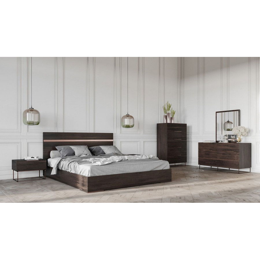Jubilee Izabel Domus Benzon Modern Eastern King Size Bedroom Set - Dark Rovere