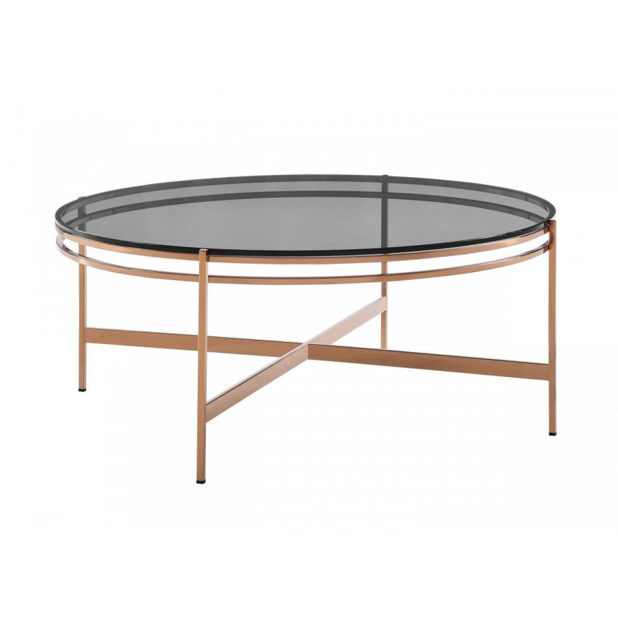 Jubilee - Orvinio Coffee Table in Smoked Glass/Rosegold