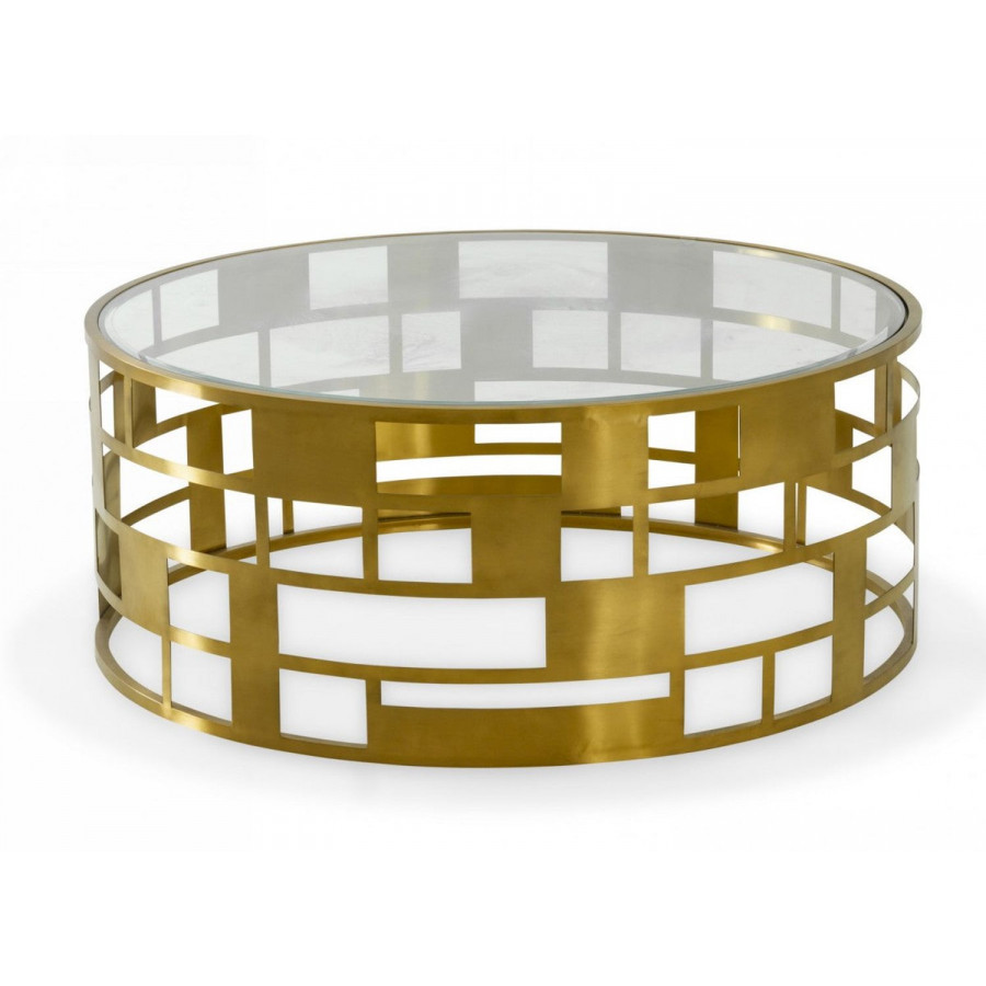 Jubilee - Todi Coffee Table in Clear/Gold, Glass/Stainless Steel
