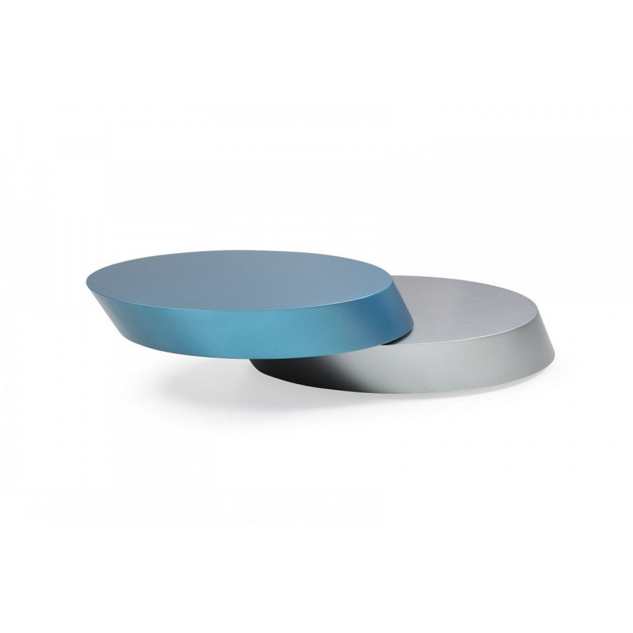Jubilee - Tarquinia Modern Coffee Table in Matte Blue/Matte Silver