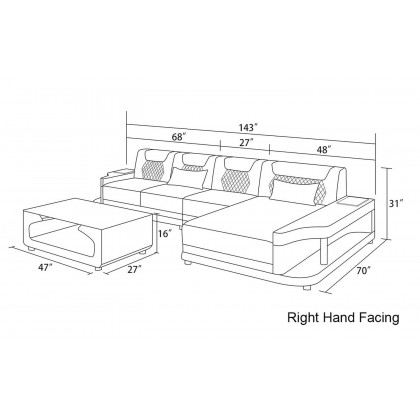 Jubilee - Tate Modern Small Right Hand Facing Sectional with Led