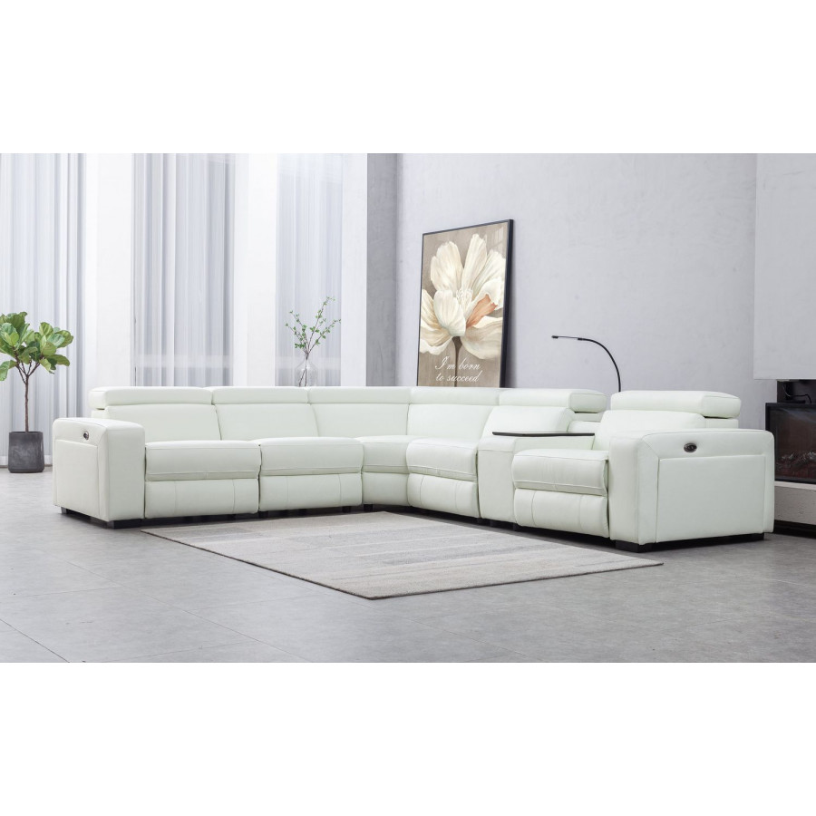 Jubilee - Borgan Modern Reclining Sectional in White, Italian Top Grain Leather
