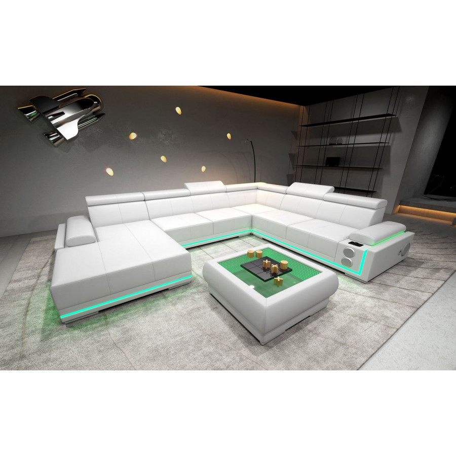 Jubilee Wilder Modern Left Hand Facing Sectional - White, Bonded Leather